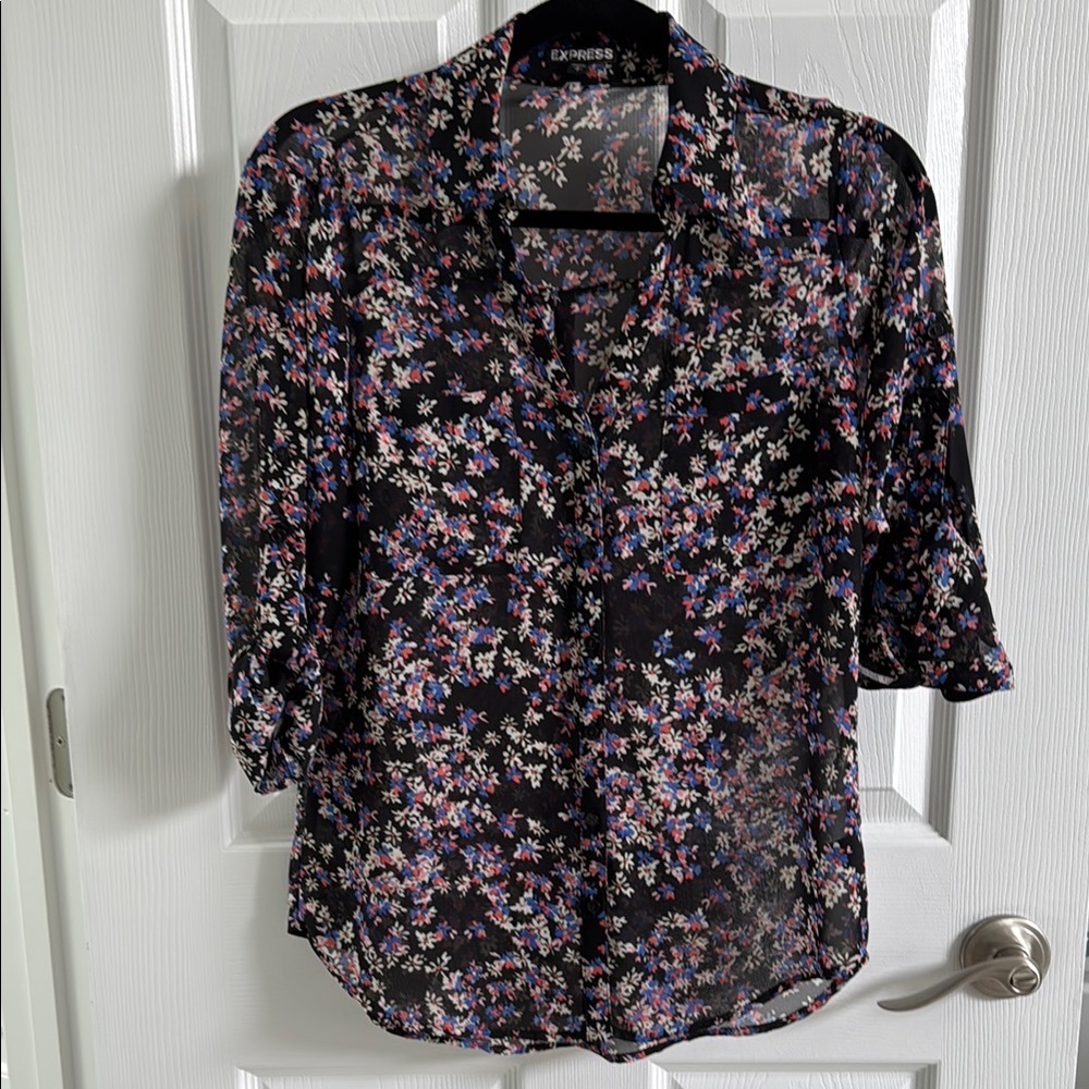 Express Black and Pink Blouse - Size small - Picture 2 of 8
